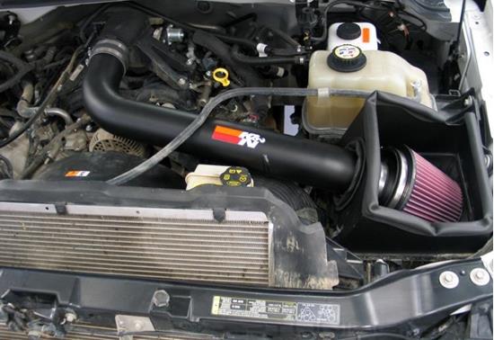Picture of 77 Series High-Flow Performance Aluminum Textured Black Cold Air Intake System with Red Filter