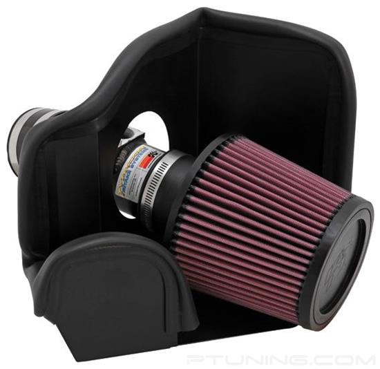 Picture of Typhoon Aluminum Textured Black Cold Air Intake System with Red Filter