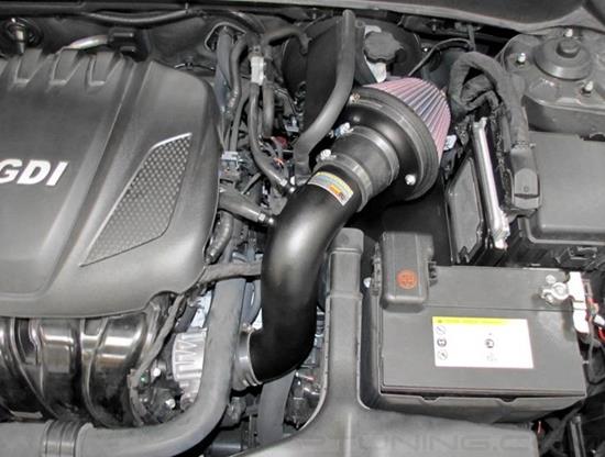 Picture of Typhoon Aluminum Textured Black Cold Air Intake System with Red Filter