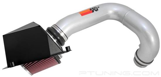 Picture of 77 Series High-Flow Performance Aluminum Silver Cold Air Intake System with Red Filter