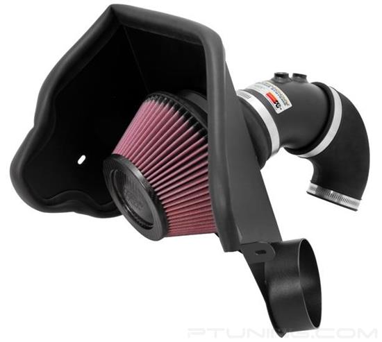 Picture of Typhoon Aluminum Textured Black Cold Air Intake System with Red Filter