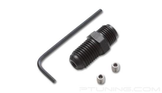 Picture of 4AN Male to 7/16"-24 Male Oil Restrictor Fitting, 0.030", 0.045", 0.06", Aluminum - Black