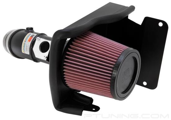Picture of Typhoon Aluminum Textured Black Cold Air Intake System with Red Filter