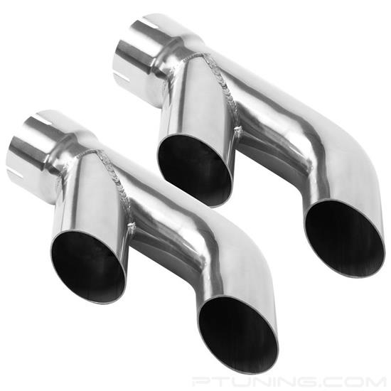 Picture of Stainless Steel American Muscle Turndown Clamp-On Dual Polished Exhaust Tips (2.5" Inlet, 2.25" Outlet, 12.5" Length)
