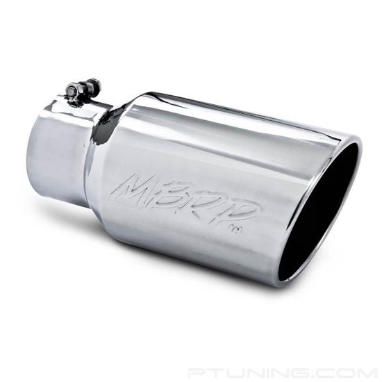 Picture of 304 SS Round Angle Cut Bolt-On Mirror Polished Exhaust Tip (4" Inlet, 6" Outlet, 12" Length)