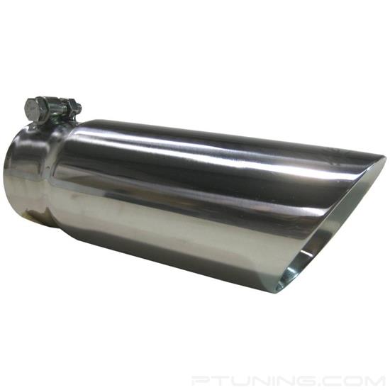 Picture of 304 SS Round Angle Cut Clamp-On Double-Wall Exhaust Tip (3" Inlet, 3.5" Outlet, 12" Length)