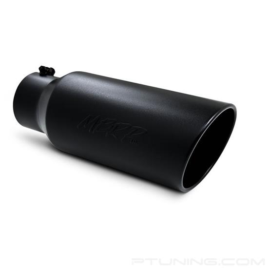 Picture of Stainless Steel Round Rolled Edge Angle Cut Clamp-On Black Exhaust Tip (5" Inlet, 7" Outlet, 18" Length)