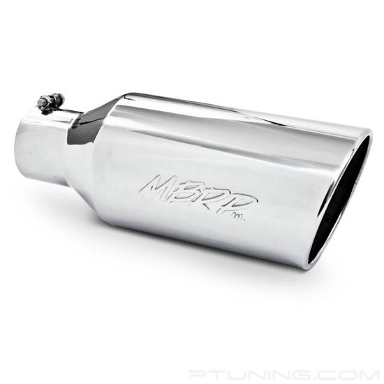 Picture of 304 SS Round Rolled Edge Angle Cut Clamp-On Polished Exhaust Tip (4" Inlet, 7" Outlet, 18" Length)