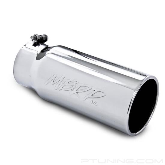 Picture of 304 SS Round Rolled Edge Straight Cut Clamp-On Exhaust Tip (4" Inlet, 5" Outlet, 12" Length)