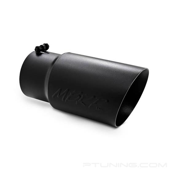 Picture of Stainless Steel Round Angle Cut Clamp-On Double-Wall Black Exhaust Tip (5" Inlet, 6" Outlet, 12" Length)