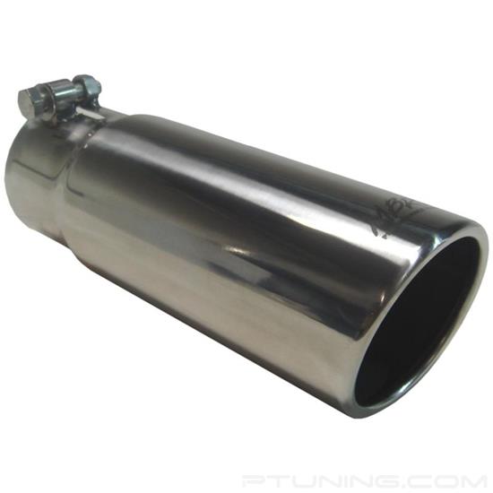 Picture of 304 SS Round Angle Cut Bolt-On Mirror Polished Exhaust Tip (3" Inlet, 3.5" Outlet, 10" Length)