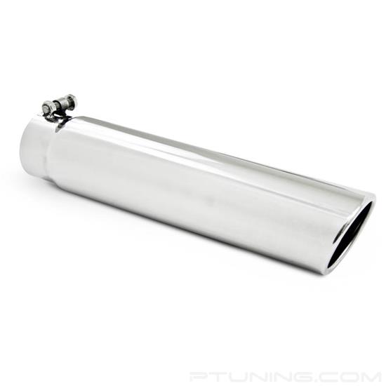 Picture of 304 SS Round Angle Cut Clamp-On Mirror Polished Exhaust Tip (3" Inlet, 3.5" Outlet, 16" Length)