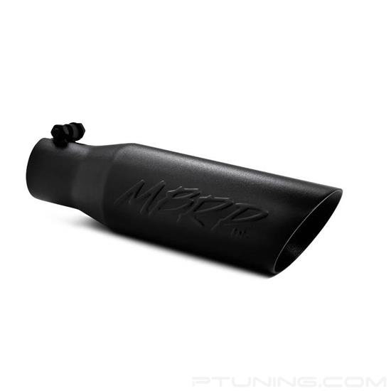 Picture of Stainless Steel Round Angle Cut Clamp-On Double-Wall Black Exhaust Tip (2.5" Inlet, 3.5" Outlet, 12" Length)