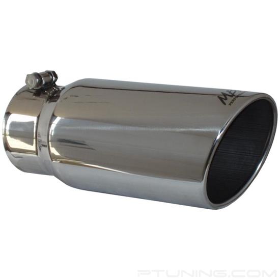 Picture of 304 SS Round Angle Cut Bolt-On Mirror Polished Exhaust Tip (4" Inlet, 5" Outlet, 12" Length)
