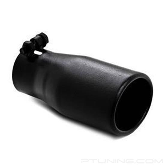 Picture of Stainless Steel Round Rolled Edge Angle Cut Clamp-On Black Exhaust Tip (4" Inlet, 5" Outlet, 18" Length)
