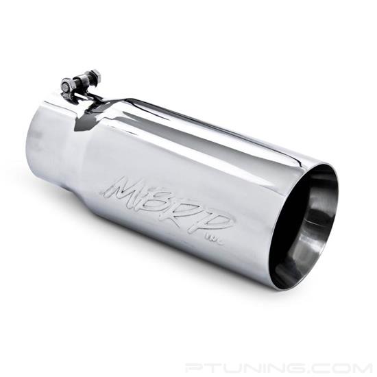Picture of 304 SS Round Straight Cut Clamp-On Double-Wall Exhaust Tip (4" Inlet, 5" Outlet, 12" Length)