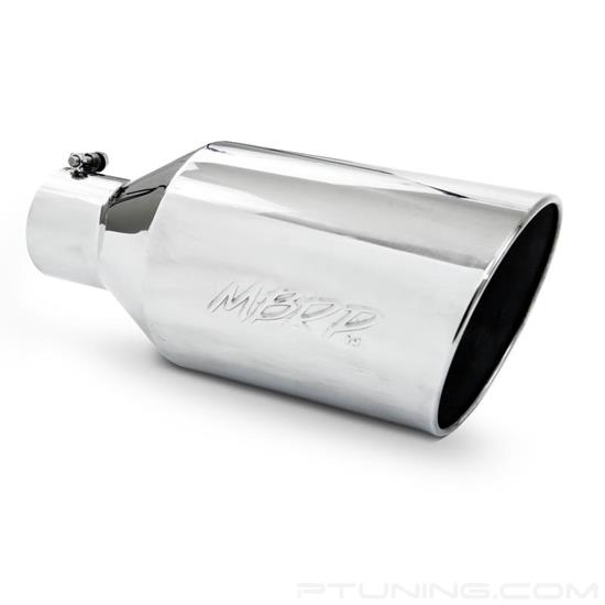 Picture of 304 SS Round Rolled Edge Angle Cut Clamp-On Polished Exhaust Tip (4" Inlet, 8" Outlet, 18" Length)
