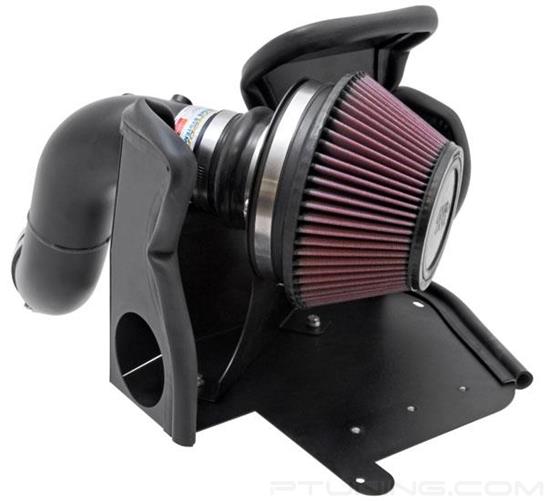 Picture of Typhoon Aluminum Textured Black Cold Air Intake System with Red Filter