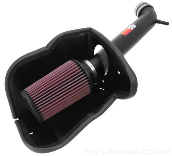 Picture of Typhoon Aluminum Wrinkle Black Cold Air Intake System with Red Filter