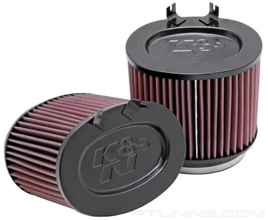 Picture of E Series Oval Straight Red Air Filter (5" F x 6.375" BOL x 4.625" BOW x 6.375" TOL x 4.625" TOW x 6.5" H)