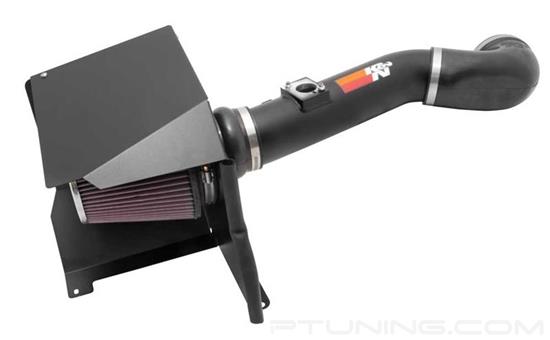 Picture of 77 Series High-Flow Performance Aluminum Textured Black Cold Air Intake System with Red Filter