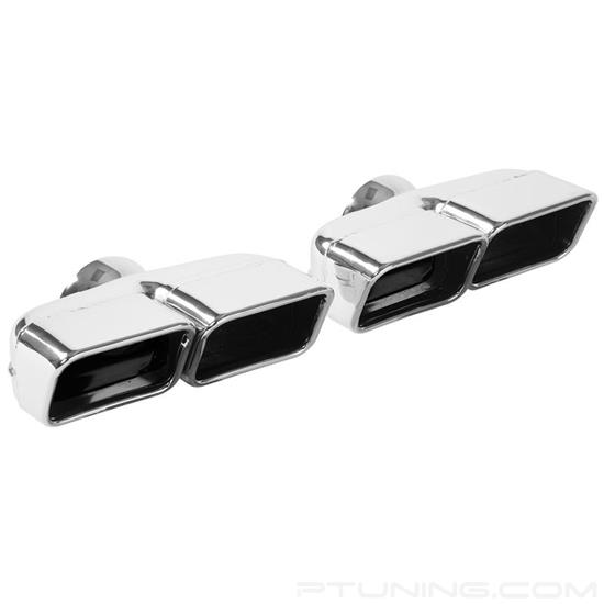 Picture of Stainless Steel American Muscle Rectangular Rolled Edge Clamp-On Dual Polished Exhaust Tips (2.75" Inlet, 5" Length)