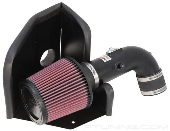 Picture of Typhoon Aluminum Textured Black Cold Air Intake System with Red Filter