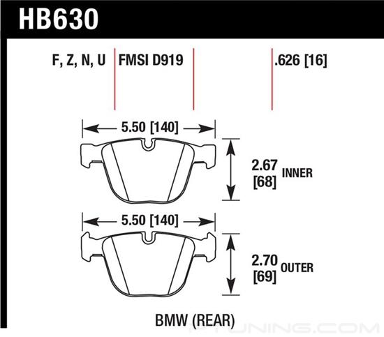 Picture of Motorsports Performance DTC-70 Compound Rear Brake Pads