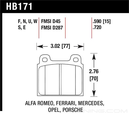 Picture of Motorsports Performance DTC-70 Compound Front Brake Pads