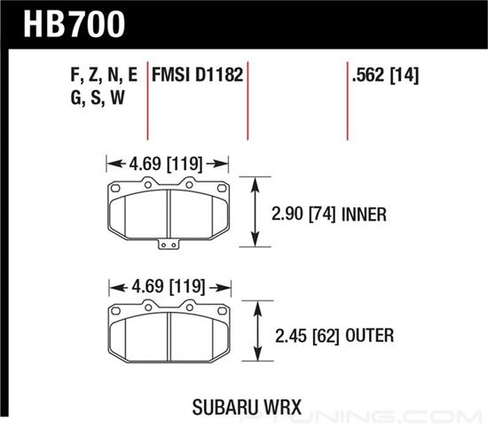 Picture of Motorsports Performance DTC-30 Compound Front Brake Pads
