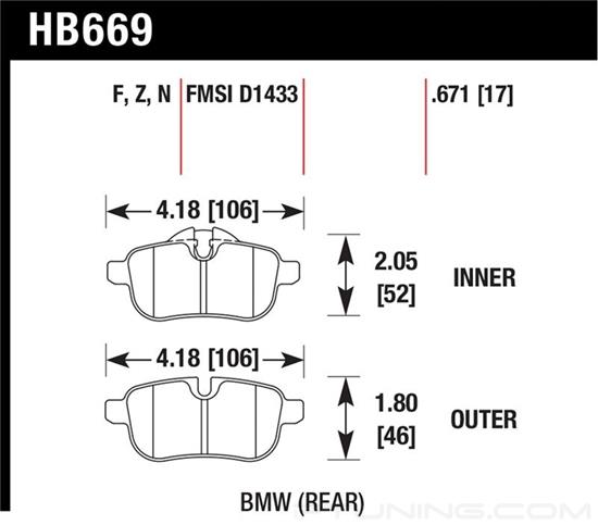Picture of Motorsports Performance HP Plus Compound Rear Brake Pads