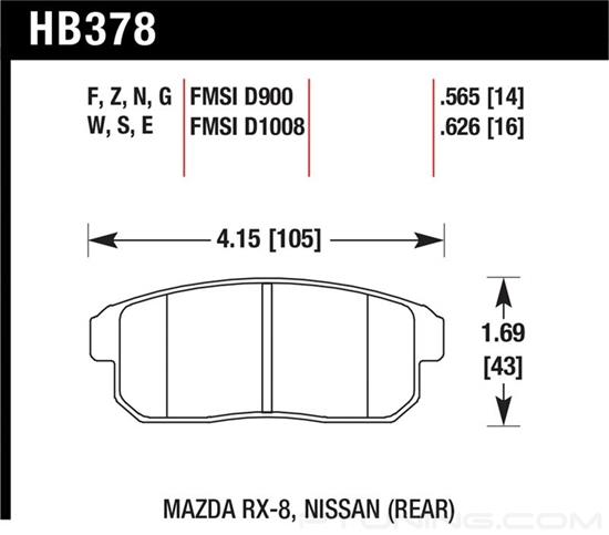 Picture of Motorsports Performance DTC-30 Compound Rear Brake Pads