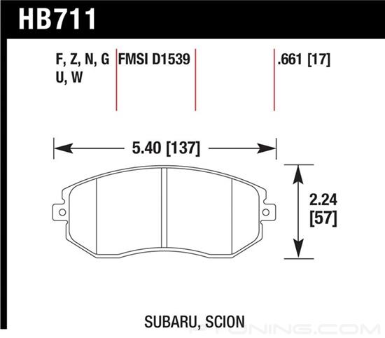 Picture of Motorsports Performance DTC-70 Compound Front Brake Pads