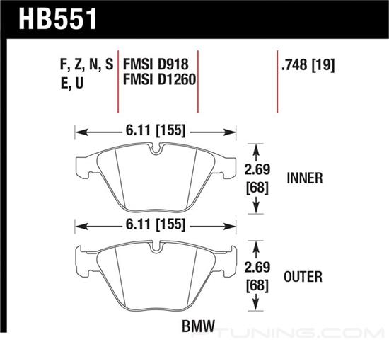 Picture of Motorsports Performance DTC-70 Compound Front Brake Pads