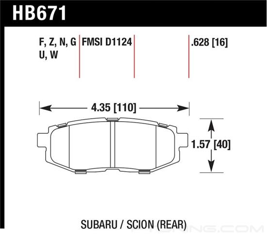 Picture of Motorsports Performance DTC-70 Compound Rear Brake Pads