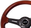 Picture of Classic Wood Grain Steering Wheel (330mm) - Wood Grain with Matte Black 3-Spoke Center