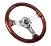 Picture of Classic Wood Grain Steering Wheel (330mm) - Wood Grain with Chrome 3-Spoke Center