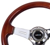 Picture of Classic Wood Grain Steering Wheel (330mm) - Wood Grain with Chrome 3-Spoke Center