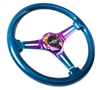 Picture of Classic Wood Grain Steering Wheel (350mm) - Blue Pearl / Flake Paint with Neochrome 3-Spoke Center