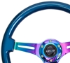 Picture of Classic Wood Grain Steering Wheel (350mm) - Blue Pearl / Flake Paint with Neochrome 3-Spoke Center