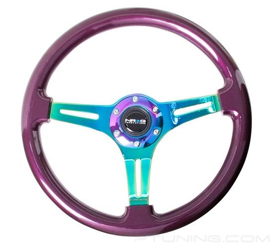 Picture of Classic Wood Grain Steering Wheel (350mm) - Purple Pearl Paint with Neochrome 3-Spoke Center