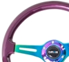 Picture of Classic Wood Grain Steering Wheel (350mm) - Purple Pearl Paint with Neochrome 3-Spoke Center