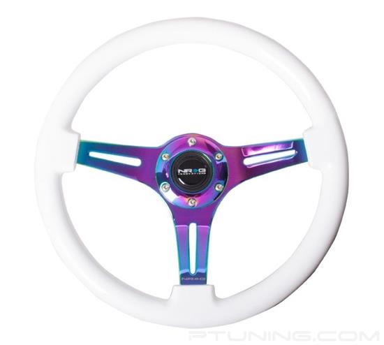 Picture of Classic Wood Grain Steering Wheel (350mm) - White Paint Grip with Neochrome 3-Spoke Center