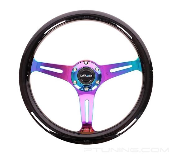 Picture of Classic Wood Grain Steering Wheel (350mm) - Black Paint Grip with Neochrome 3-Spoke Center