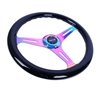 Picture of Classic Wood Grain Steering Wheel (350mm) - Black Paint Grip with Neochrome 3-Spoke Center