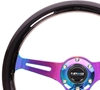 Picture of Classic Wood Grain Steering Wheel (350mm) - Black Paint Grip with Neochrome 3-Spoke Center