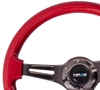 Picture of Classic Wood Grain Steering Wheel (350mm) - Red Pearl / Flake Paint with Black 3-Spoke Center