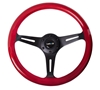 Picture of Classic Wood Grain Steering Wheel (350mm) - Red Pearl / Flake Paint with Black 3-Spoke Center