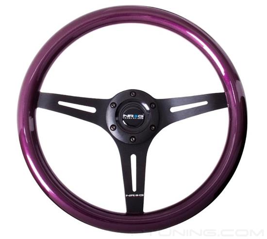 Picture of Classic Wood Grain Steering Wheel (350mm) - Purple Pearl / Flake Paint with Black 3-Spoke Center
