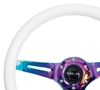 Picture of Classic Wood Grain Steering Wheel (350mm) - Glow-In-The-Dark Green Grip with Neochrome 3-Spoke Center